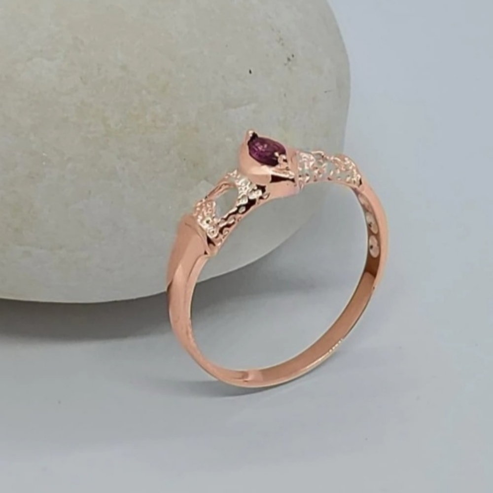 14k Rose Gold Ring With Ruby Stone, Shapes Of The… - image 3
